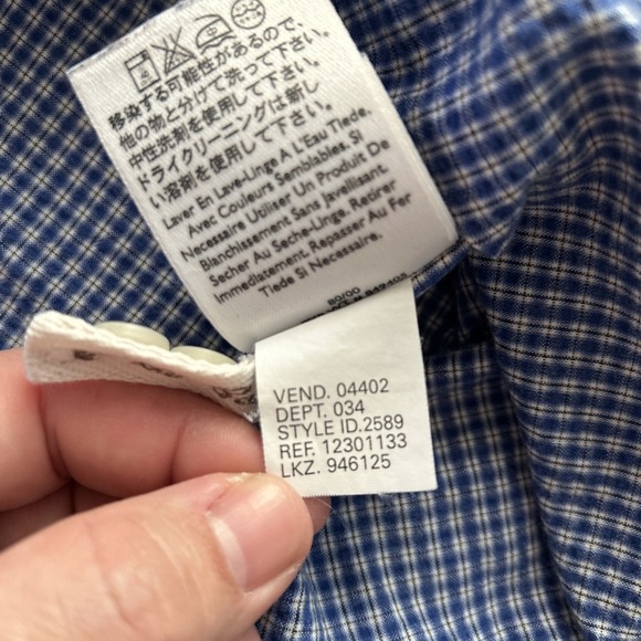 Eddie Bauer Seersucker Men's XL Tall Blue Check Short Sleeve Button Up Shirt EUC - Picture 5 of 6